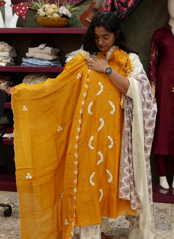 Salwar suit sets Mustard Yellow Printed Suit Set Search code 5137