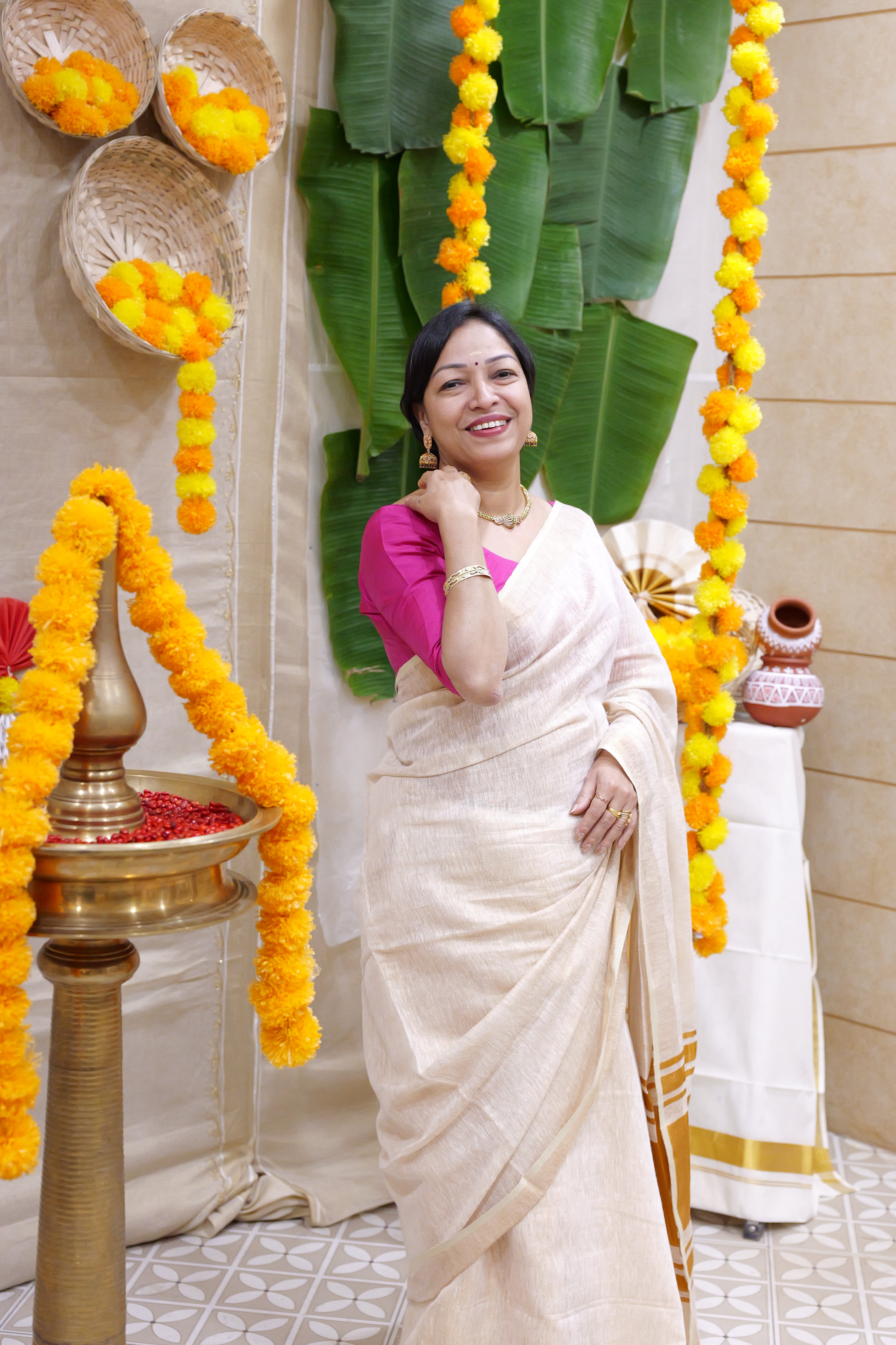 onam collection - cream  color shade Search code 2500