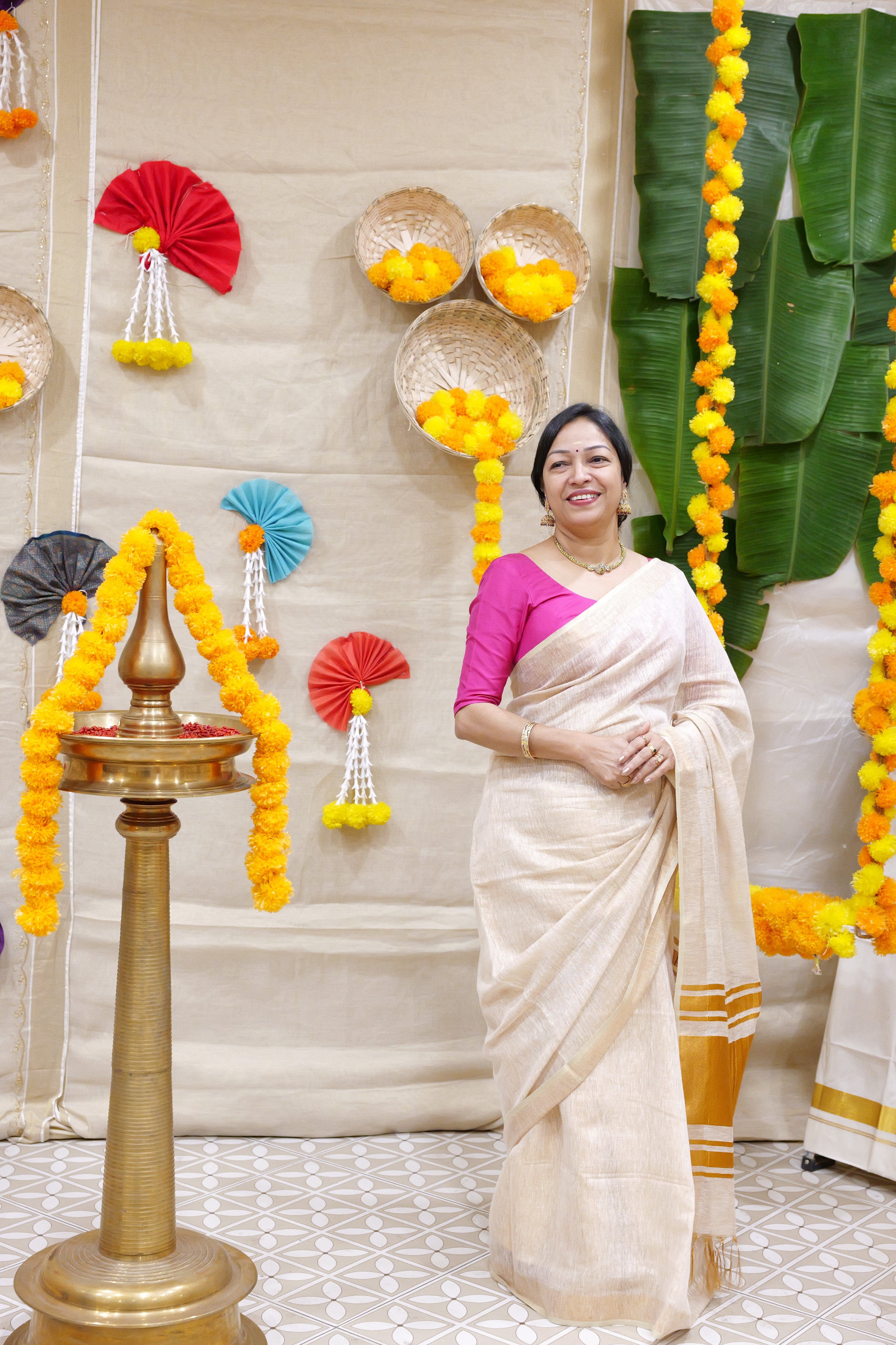 onam collection - cream  color shade Search code 2500