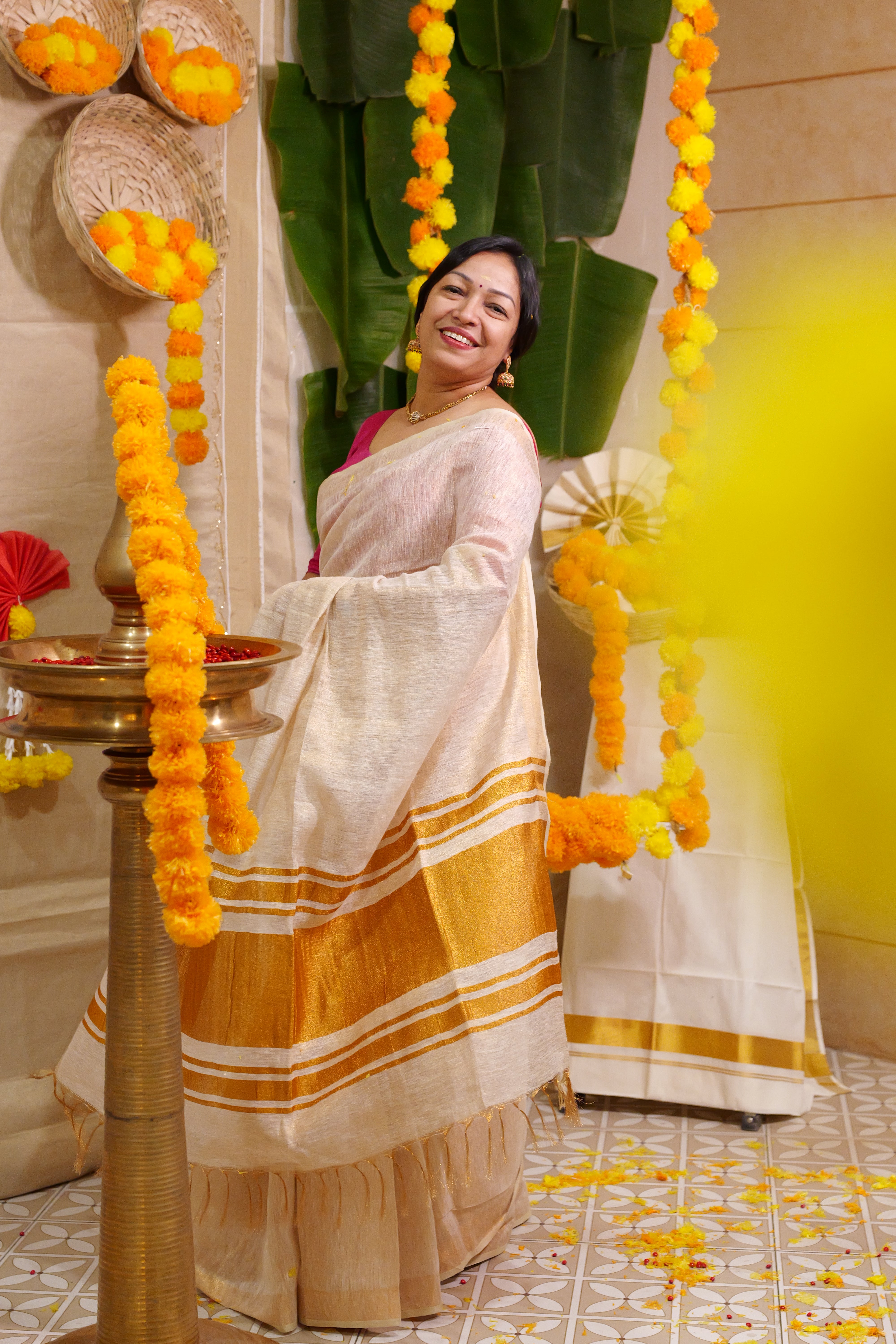 onam collection - cream  color shade Search code 2500