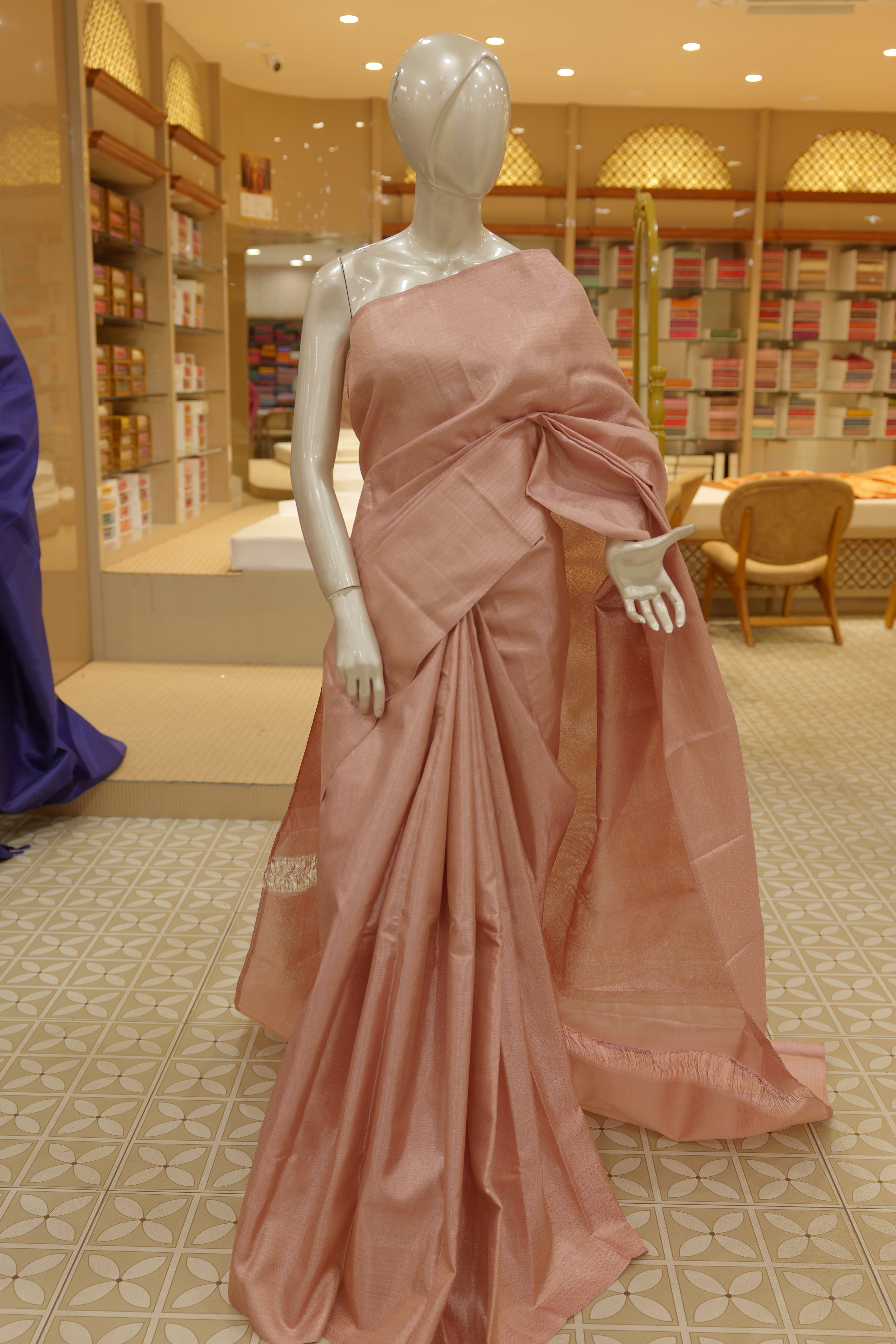 Kanchipuram Saree- Peach color search code 4502