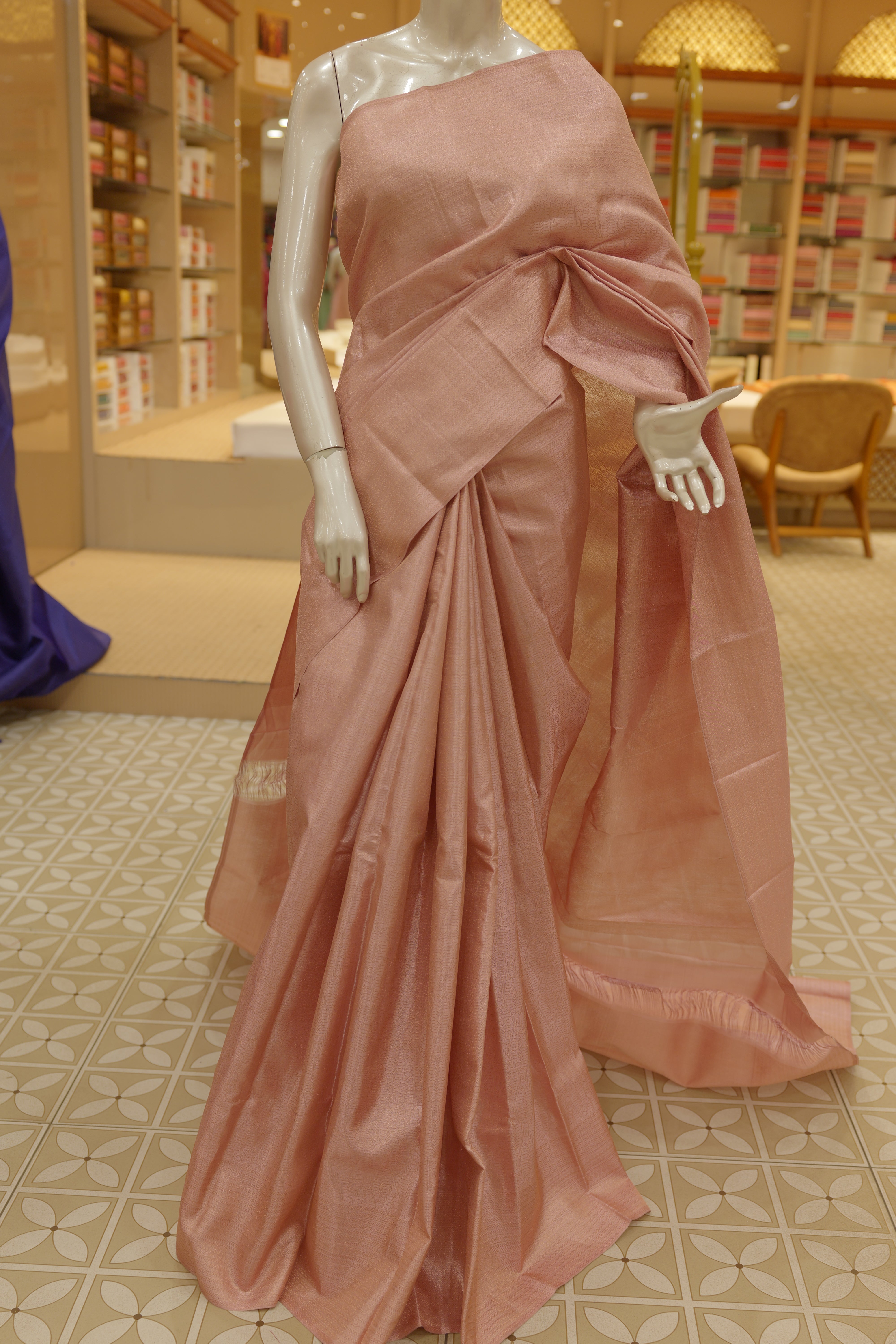 Kanchipuram Saree- Peach color search code 4502