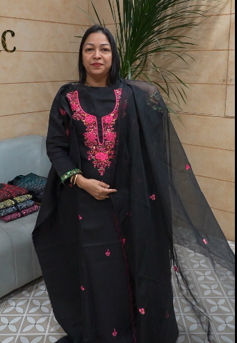 UNSTITCHED SALWAR  SUIT SET  BLACK  PINK   shade Search code 5558