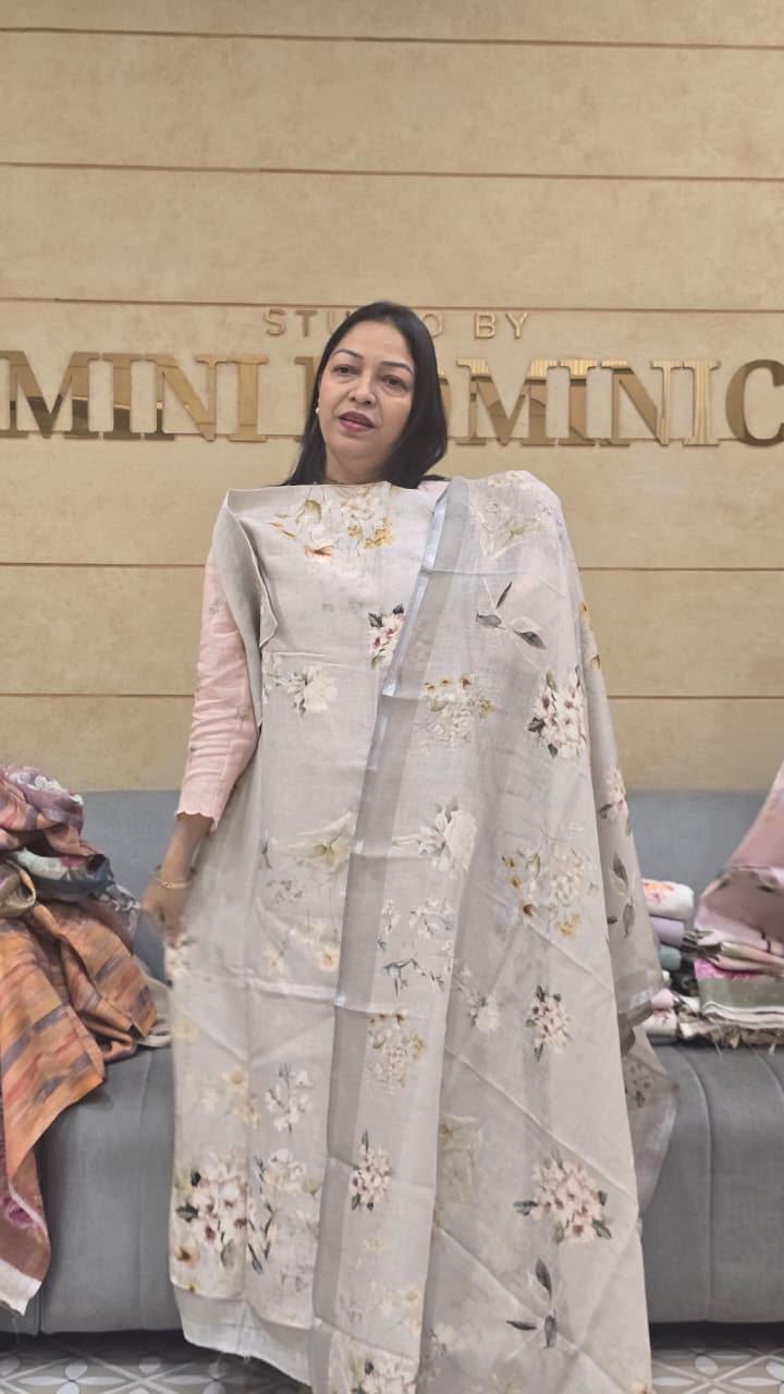 Unstitched Salwar Suit  pure Linen   search code 8005