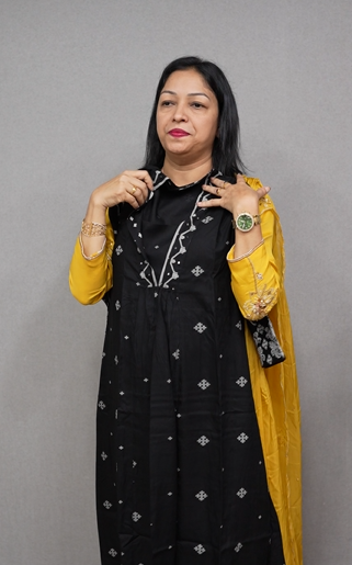 Kurta  Top and bottom -Black shade Search code 6853