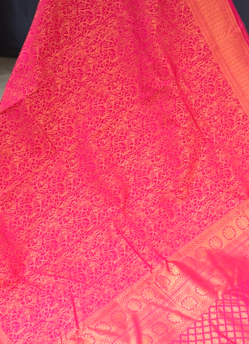 KANCHIPURAM SAREE - Reddish orange shade Search code 7658