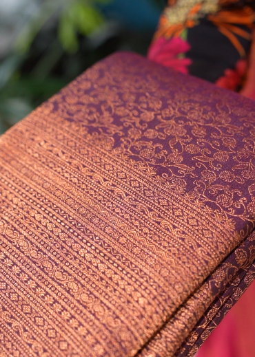 KANCHIPURAM SAREE - Maroon  shade Search code 7659