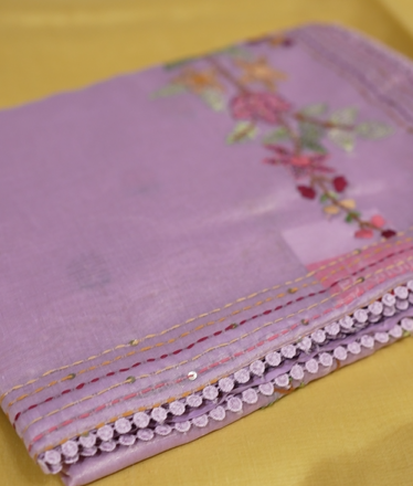 Tissue Linen Mix Saree - Lavender shade Search code 7401