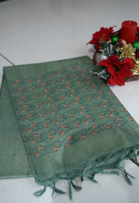 Tussar Saree -Green shade Search code 1054