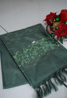 Tussar Saree -Dusty Green shade Search code 1056