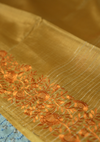 Tussar Saree -Yellow shade Search code 1057