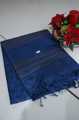 Tussar Saree -Navy blue shade Search code 1058