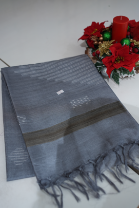 Tussar Saree -Gray  shade Search code 1059