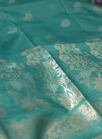 Banarasi sarees - Green color Search code 1523