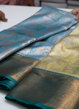 Brocade Tissue  Saree  -Sky blue   shade Search code 6228