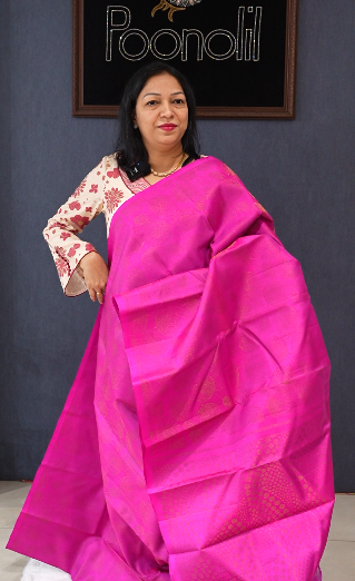 KANCHIPURAM SAREE -magenta color shade Search code 8306