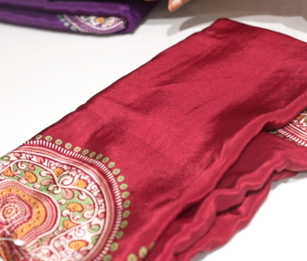 Ajrakh Saree- Maroon shade  Search code 7034