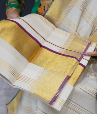 Vishu Special Saree -Golden shade Search code 9510