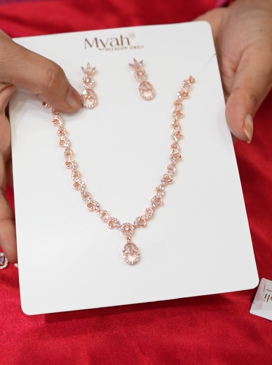Necklace Set - AD stone rose gold color Search code 1006