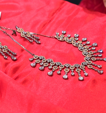 Necklace Set -black rhodium and  AD stones color Search code 1036