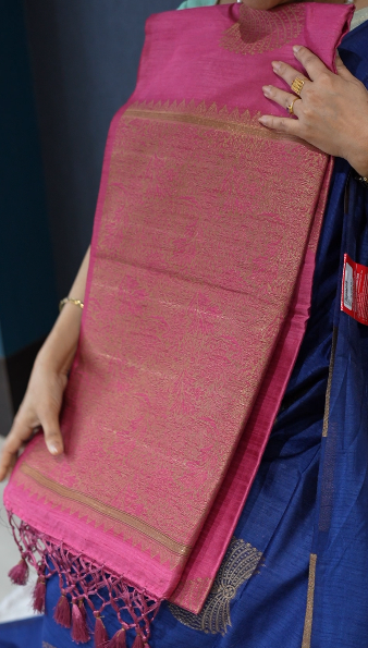 SEMI TUSSAR SAREE   - Pink color Search Code 1118