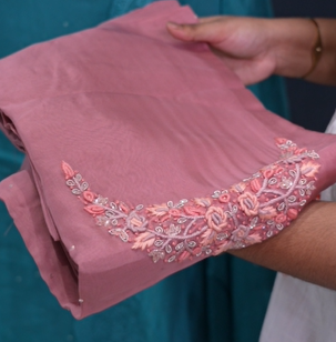 UNSTITCHED SALWAR SUIT SET-Onion pink shade Search code 7911