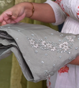 UNSTITCHED SALWAR SUIT SET-Light gray shade Search code 7914