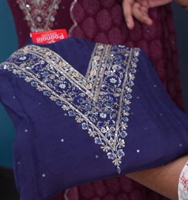 UNSTITCHED SALWAR SUIT SET-Purple blue mix   shade Search code 7926