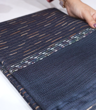 Tussar Saree - Gray and Blue color Search code 7601