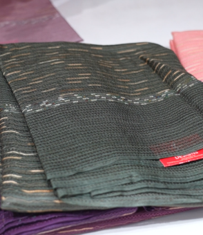 Tussar Saree - Dark green color Search code 7605