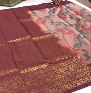 Semi Silk Saree -Pink to Maroon   color Search code 6426