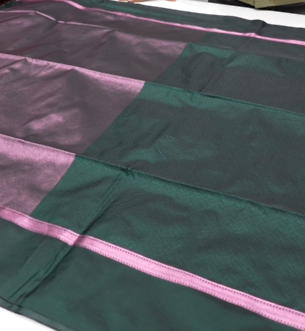 Semi Silk Saree -Bottle green color Search code 6431