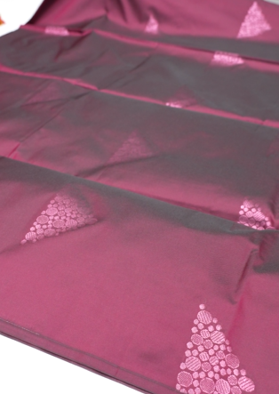 Semi Silk Saree -Wine color Search code 6442