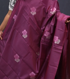 Semi Silk Saree -Wine color Search code 5903