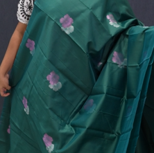 Semi Silk Saree -Green color Search code 5904