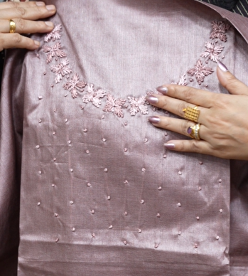 UNSTITCHED TUSSAR SUIT SET -Mauve  shade Search code 8905