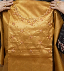 UNSTITCHED TUSSAR SUIT SET -Golden yellow shade Search code 8910