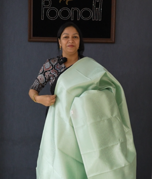 Tissue Silk Saree -Mint green color Search code 4813