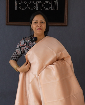 Tissue Silk Saree -Peach color Search code 4814