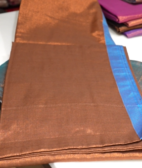 Tissue Silk Saree -Rust brown  color Search code 4819