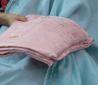 Fancy Saree -Peach  color Search code 7149