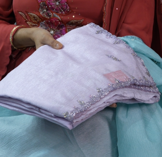 Fancy Saree -Lavender color Search code 7152