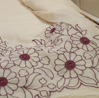 Running Material  - Cream And Maroon color Search code 3800