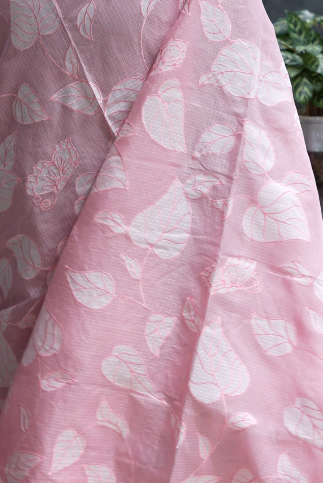 Net Cotta Saree-Pink peach shade Search code 5203