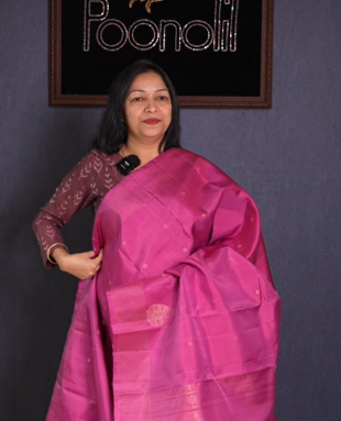 KANCHIPURAM SAREE -Pink shade Search code 8621