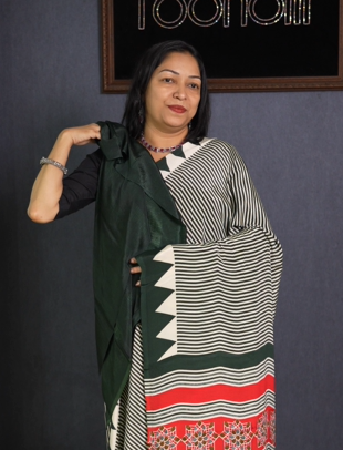 SEMI MODAL SAREE- Green shade Search code 4403