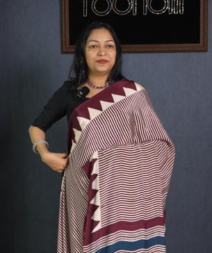 SEMI MODAL SAREE- Wine Burgundy shade Search code 4404