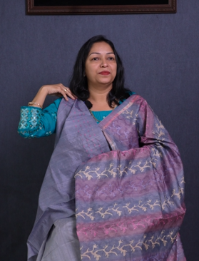 Semi Tussar Saree  -Dusty Lavender shade  Search code 3624