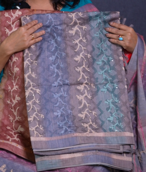 Semi Tussar Saree  - Gray shade  Search code 3626