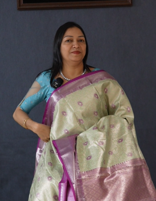 TISSUE SILK SAREE -Green to Purple  shade  Search code 3499